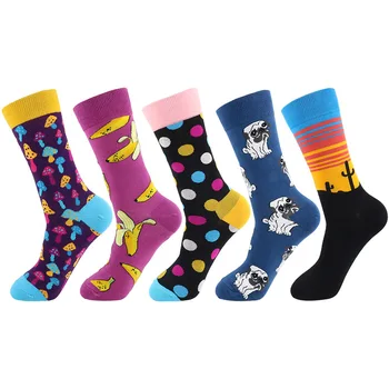 

Colorful Hot Dog Hamburg Beer Pattern Novelty Crew Socks Men's Funny Food Kawaii Sokken Creative Casual Cotton Socks For Male