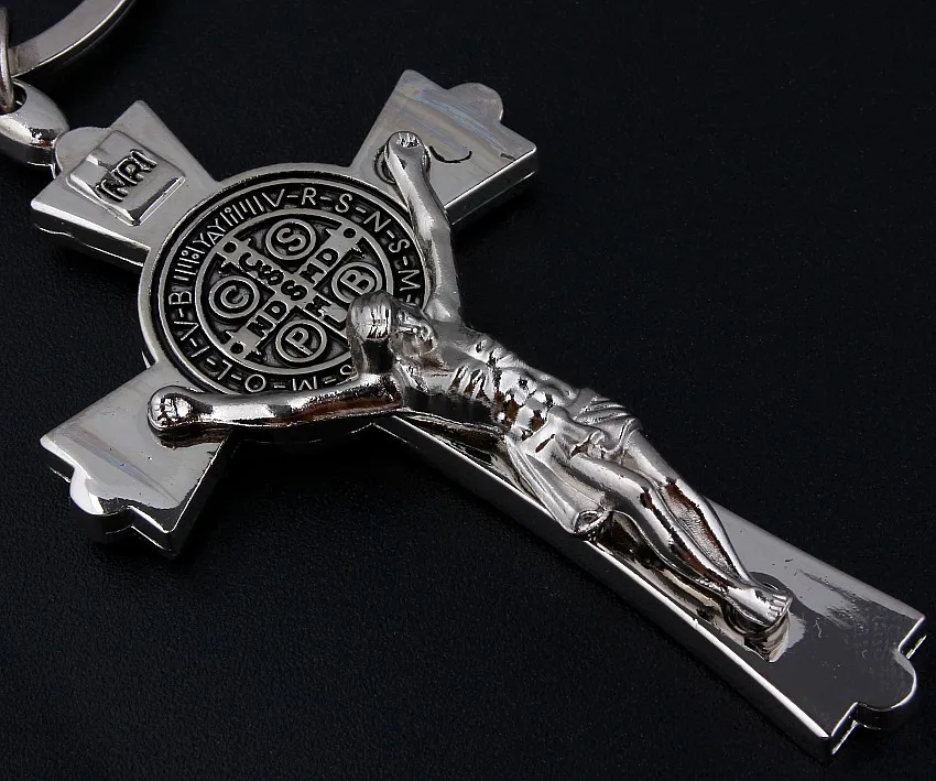 Herren Metall Jesus Kreuz Schlüssel bund christliche Religion Kruzifix Schlüssel anhänger Auto Anhänger Schlüssel ring für Schlüssel Charms Schmuck Zubehör – Detail 2