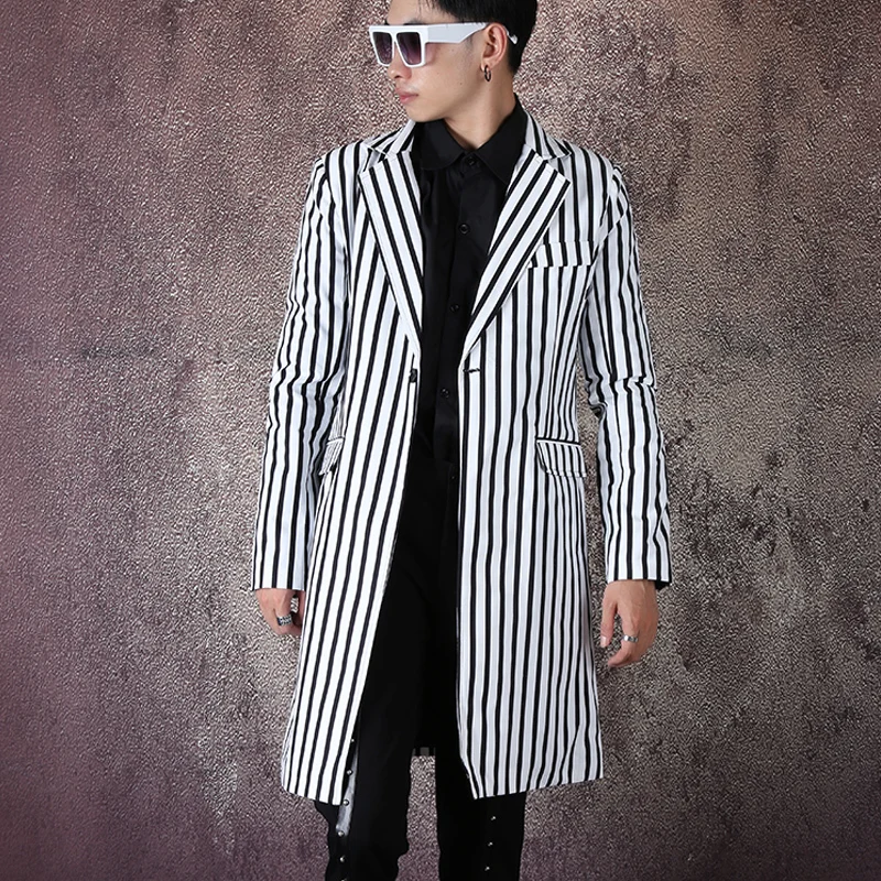 Мода Slim Fit костюм пальто этап Костюмы Для мужчин Уличная одежда в стиле хип хоп с