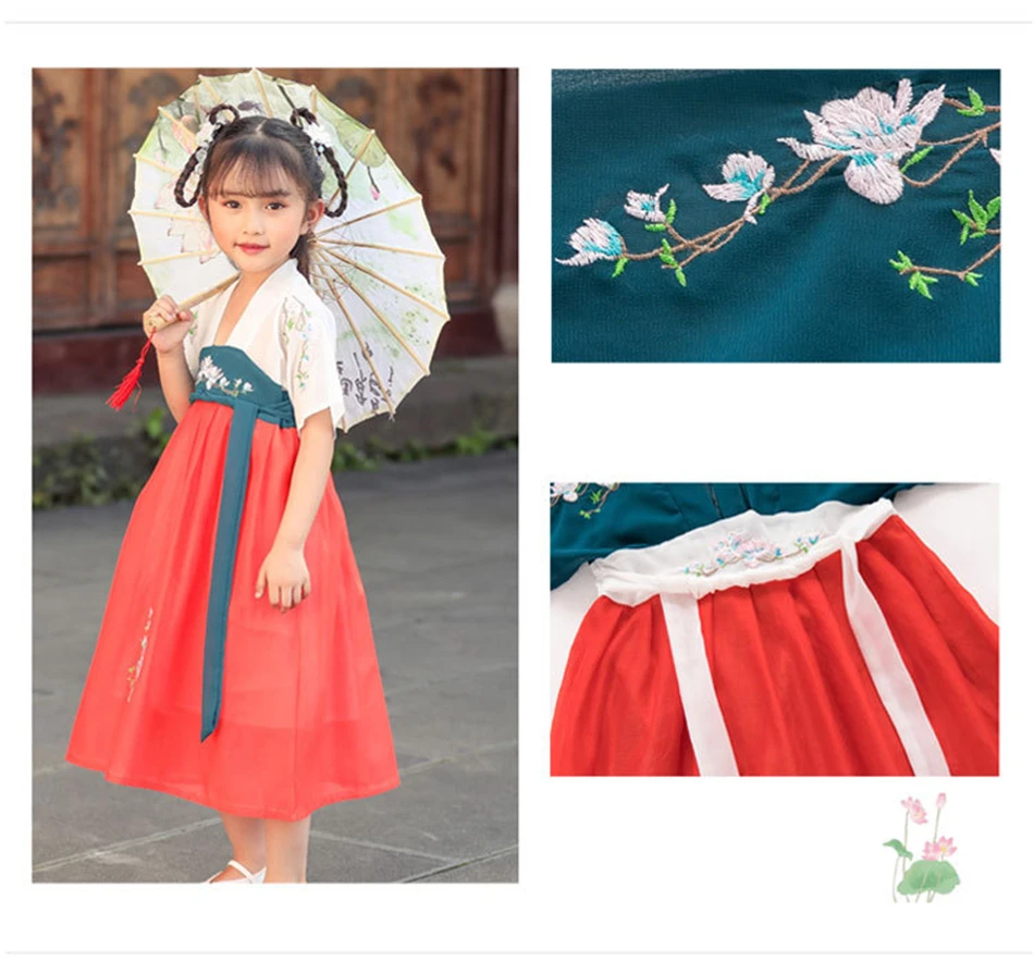 Hanfu/Вечерние платья на свадьбу для маленьких девочек; Традиционный китайский костюм; карнавальный наряд в стиле ретро; сценический костюм для танцев выступлений