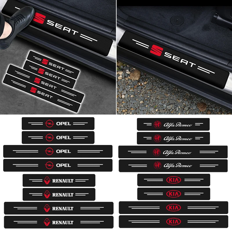 

4pcs Car Door Sill Protector Decals Auto Carbon Fiber Stickers for Fords Toyotas Mazdas Peugeots SEAT Opel KIA Lada Accessories