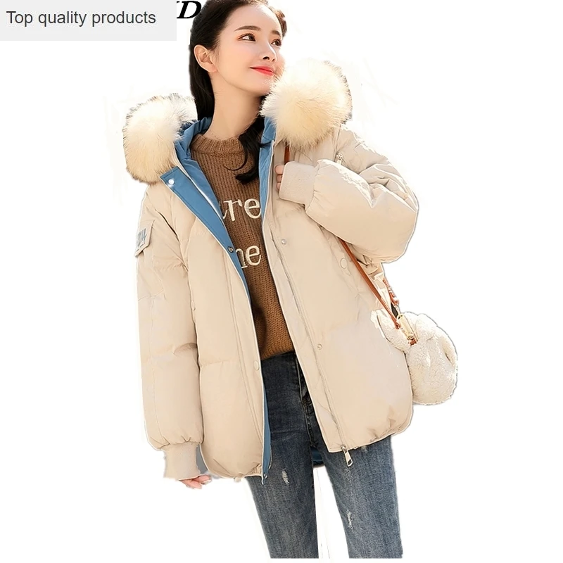 2020 New Women autumn Winter Jacket Warm Thick Large Size Hooded Fur Collar Cotton Coat Fashion Solid Parkas Outerwear CW149 | Женская