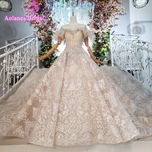 Роскошное свадебное платье с круглым вырезом, украшенное кристаллами и бисером, с оборками, сексуальное прозрачное пышное свадебное платье, es Vestido De Novia