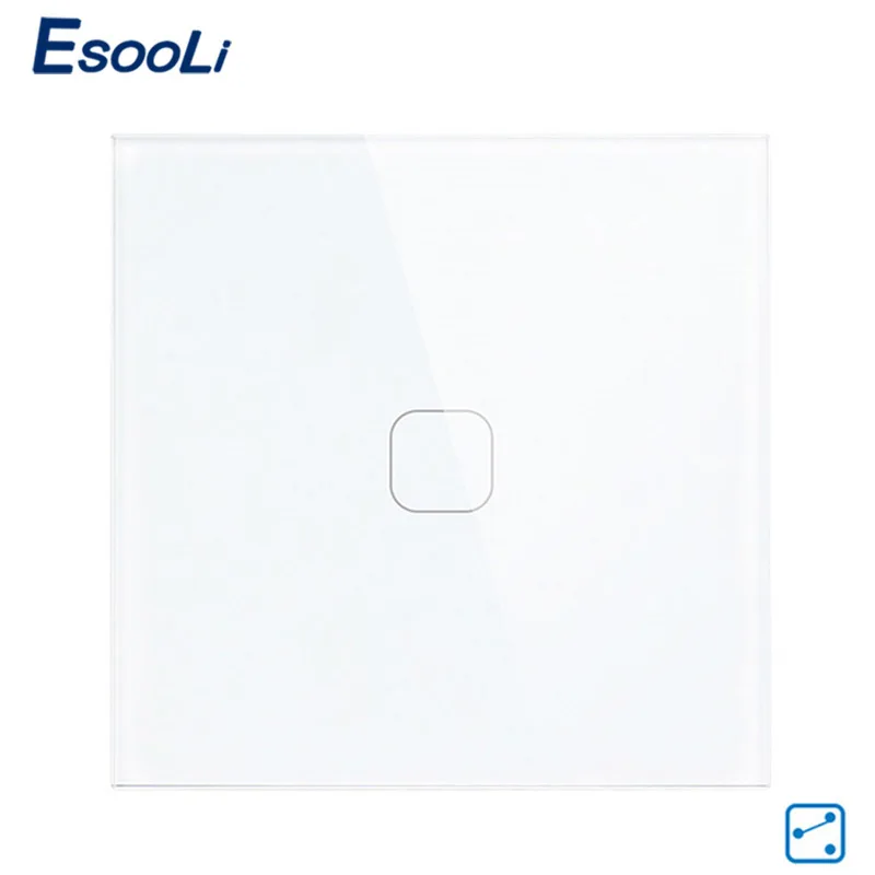 1 Gang 2 Way White EsooLi EU Standard wall switch Touch Switch 2 Gang 2 Way Control Touch Screen Switch, Crystal Glass Panel light switch - Цвет: 1 Gang 2 Way White