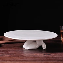 Керамическая подставка для десерта и кексов в форме кролика, тарелки для печенья, конфет, тарелка, ремесло, керамическая фигурка, декоративная подставка для фруктов, поднос