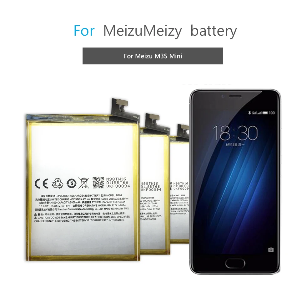 Мобильный телефон Батарея для Meizu M3 M3S mini/M1 M2 M5 M6 Note/M5S M5C м 5S 5C батарея BT68 BT15 BT61 Y685Q M688Q