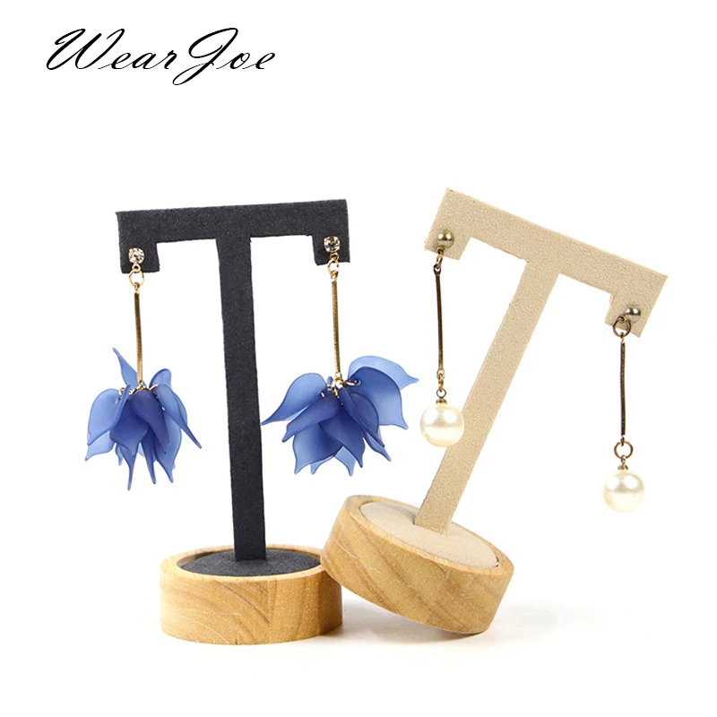 3pcs/set Wood Earrings Jewelry Display Holder Rack Dangling T-Bar Stand Ear Studs Countertop Hoop Organizer Show Shelf | Украшения и