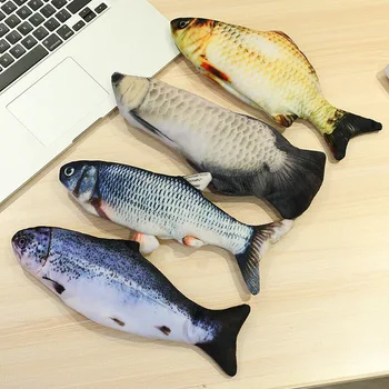 

Cat Electric Wagging Fish Toy Chew Resistant Realistic Simulation Fish Plush Stuffed Toy LKS99