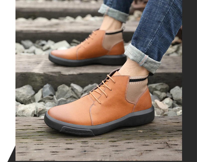 Осенние мужские ботинки на шнуровке из натуральной кожи; водонепроницаемые ботинки; мужские модные ковбойские сапоги мужские ботильоны из коровьей кожи Scarponcini Uomo