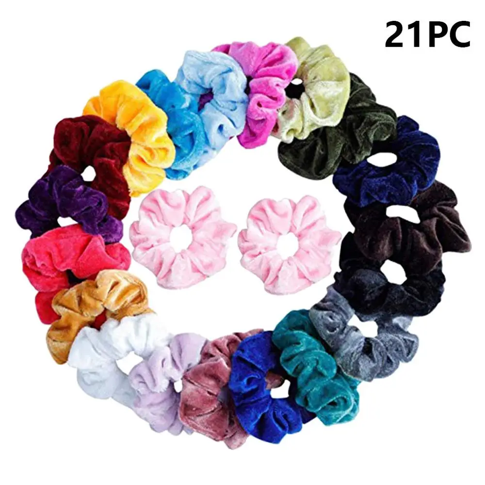 

21 PCS/LOT Hair Scrunchies Accessories Velvet Elastic Hair Bands Scrunchy Hair Ties Ropes Scrunchie for Women or Girls gift A1