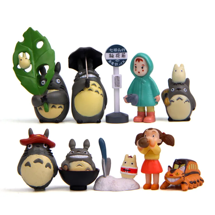 10Pcs/Set Anime My Neighbor Totoro Cartoon Creative PVC Doll Action Toy Figures Micro Landscape Gardening Decoraiton | Игрушки и хобби