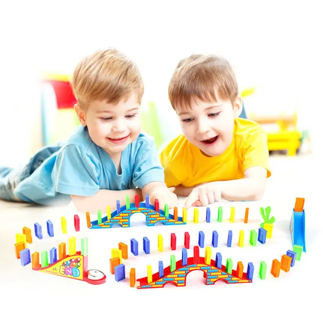120pcs Domino Blocks Dominoes Board Game Plastic Model Building Tool Toys For Children Girl Boy Kids Educational Christmas Gift 3