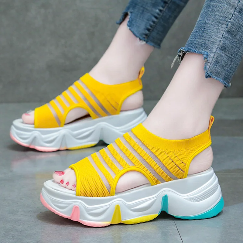 Женские сандалии с открытым носком мягкая дышащая сетчатая верхняя часть