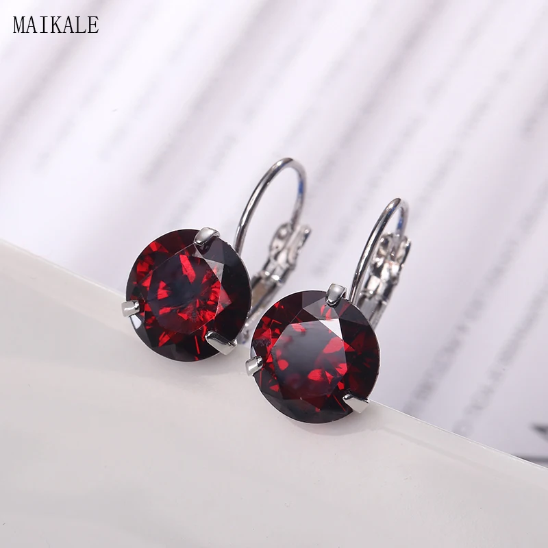 MAIKALE, 10 мм, корейские серьги, круглые, простые, AAA, кубический цирконий, новые, покрытые медью, золотые, серебряные, темпераментные серьги-гвоздики для женщин