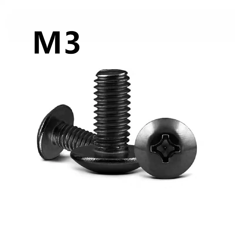 1000Pcs M3X4/5/6/8/10/12/14/16/20/30 Millimetri Quadrivio A Fungo Viti Tm Nero 304 In Acciaio Inox Truss Vite Viti A Croce