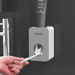 Fully Automatic Squeeze Toothpaste Holders Creative Wall Mounted Punch-Free Toothbrush Toothpaste Storage Rack Bathroom Supplies