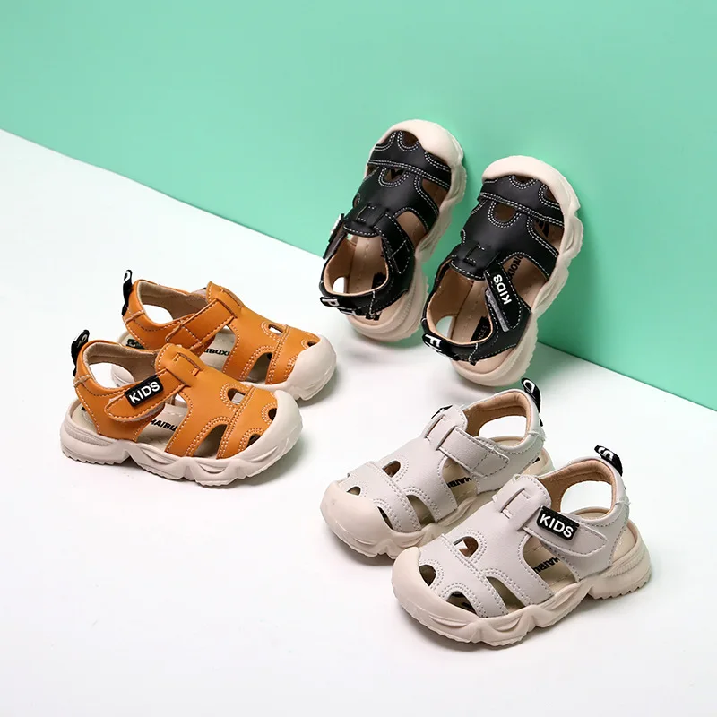 Infant Summer First Walkers Kids Casual Flats Shoes Baby Boys Sandals Toddler Girls Closed Toe Beach Sandals Cross Solid