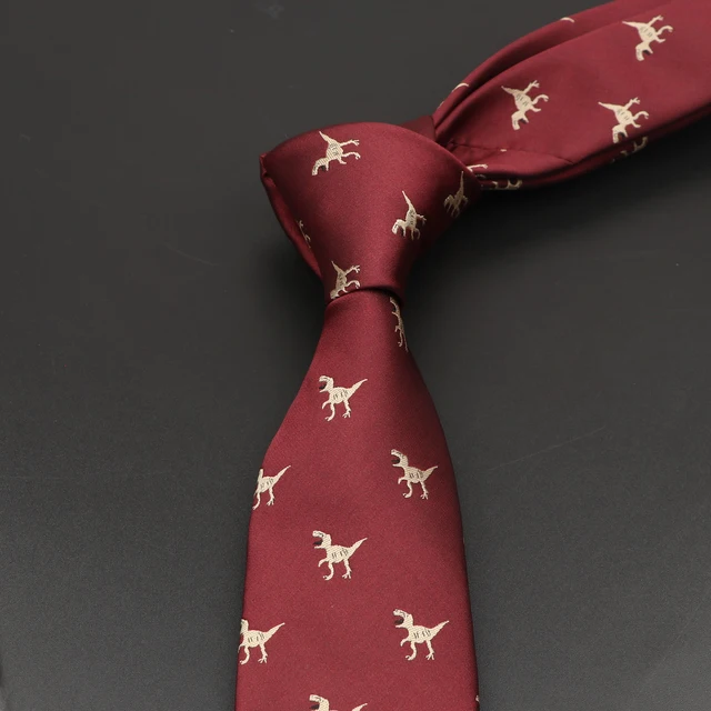 Cravatte Casual da uomo nuove dinosauro insetto modello animale domestico vino blu scuro cravatte Jacquard in poliestere rosso 6cm Slim abbigliamento quotidiano accessori da sposa 4
