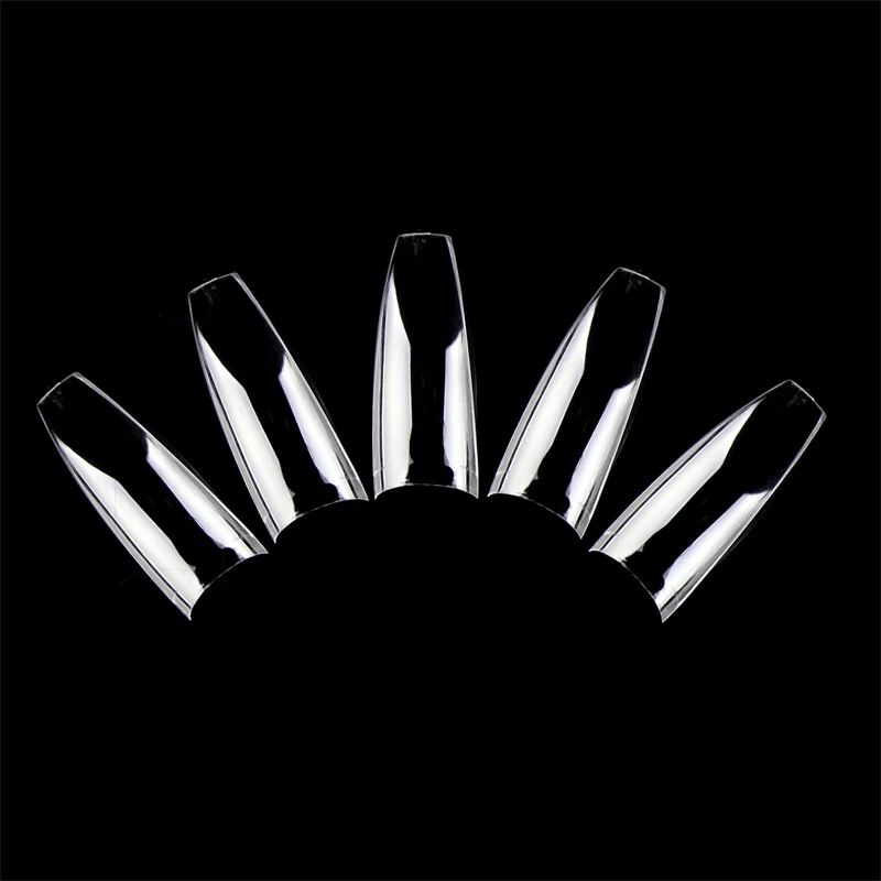 Falsas com c Salão de Beleza Dicas da Arte para Unhas Fina Curvada Meia Capa Francês Unhas Corte Cônico Quadrado Bailarina Falso Artificiais 500 Pçs 3 Beleza e saúde