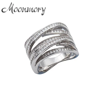 

Moonmory Fashion Real 925 Sterling Silver Zircon Full Stone Crystal Criss-Cross Ring X Knot Silver Ring Gift For Women Jewelry