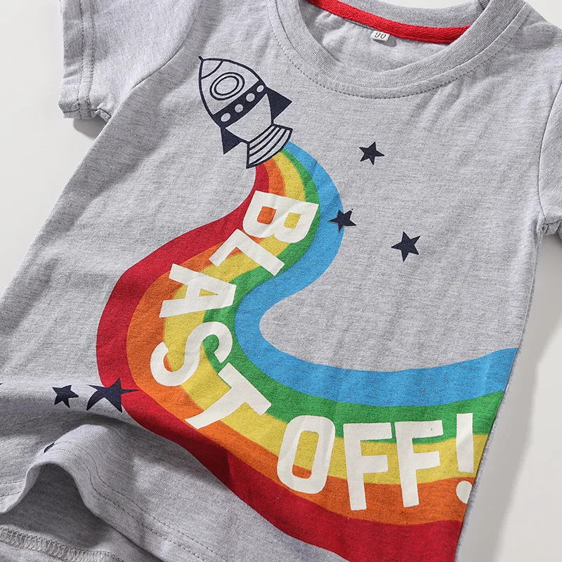 Летняя футболка в Корейском стиле для мальчиков и девочек; летняя футболка с короткими рукавами и рисунком самолета; футболка с изображением автомобиля