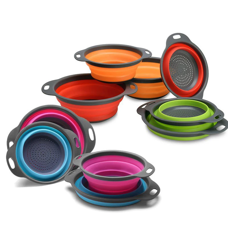 

Round Folding Drainage Basket Fruit Basket Two-piece Water Filter Basket Creative Kitchen Tool Telescopic Folding Basket