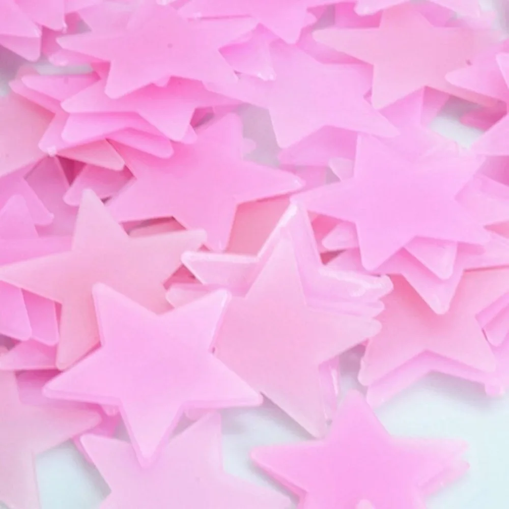 100pcs 3CM 3D Luminous Star Wall Sticker Fluorescent Kids Bedroom Ceiling Home Dark Star Wall Stickers Festivel Decor