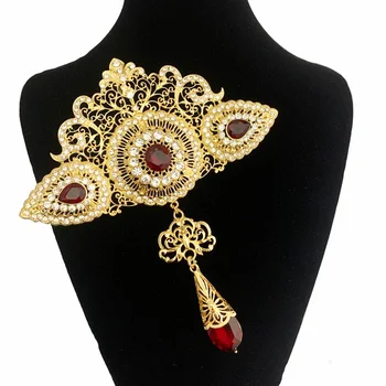 

Big Size Morocco Style Jewelry Brooches Classic Gold Brooch Pin with Rhinestone Arabic Wedding Jewelry