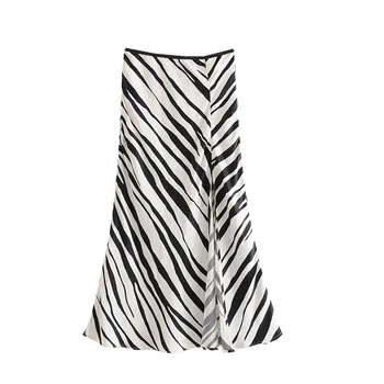 

Australia Non-mainstream Design Animal Pattern Printed Sexy Slit Skirt 2020 Spring New Products High-waisted Slimming Long Skirt