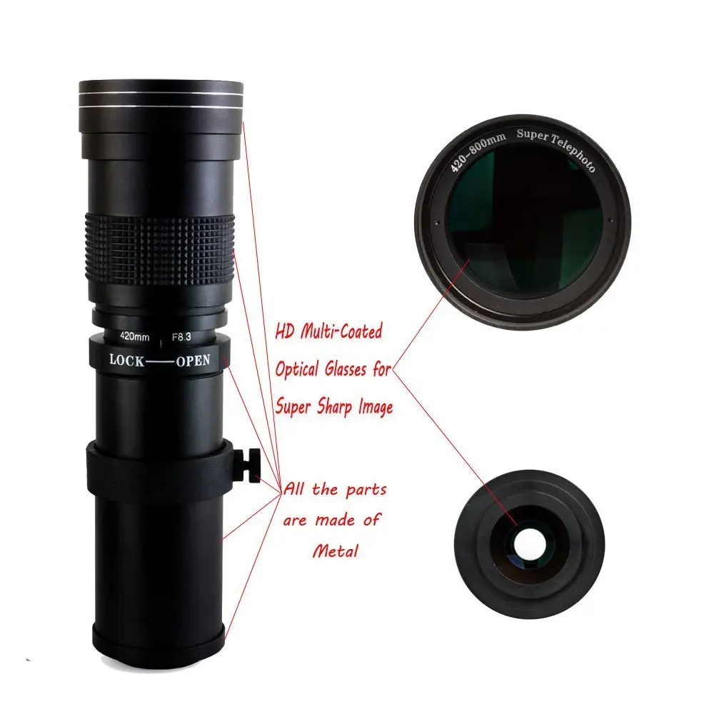 Переходное кольцо для объективов Fotga 420-800mm f/8,3-16 Супер телефото зум-объектив для цифровой однообъективной зеркальной камеры Canon EOS 1D 5D 6D 7D 10D 20D 30D 40D 50D 60D 100D 300D 350D 400D 450D