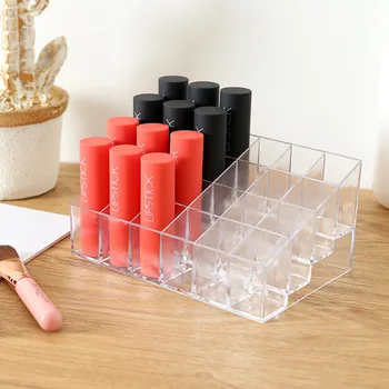 

24 Grid Display Shelf Finishing Box Desktop Transparent Multi - Check Lipstick Case Storage Box Cosmetic Box