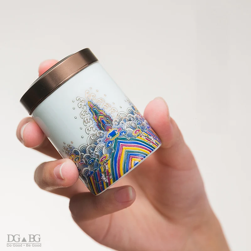 

Ceramics Enamels Ashes Urn Gold Wire Colored Enamel Tin Alloy Cover Sealed Pet Cremation Ash Keepsake Small Animal Dog Memorial