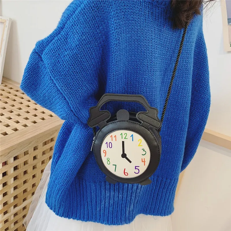 Забавная дизайнерская сумка через плечо с будильником Детская Милая круглая