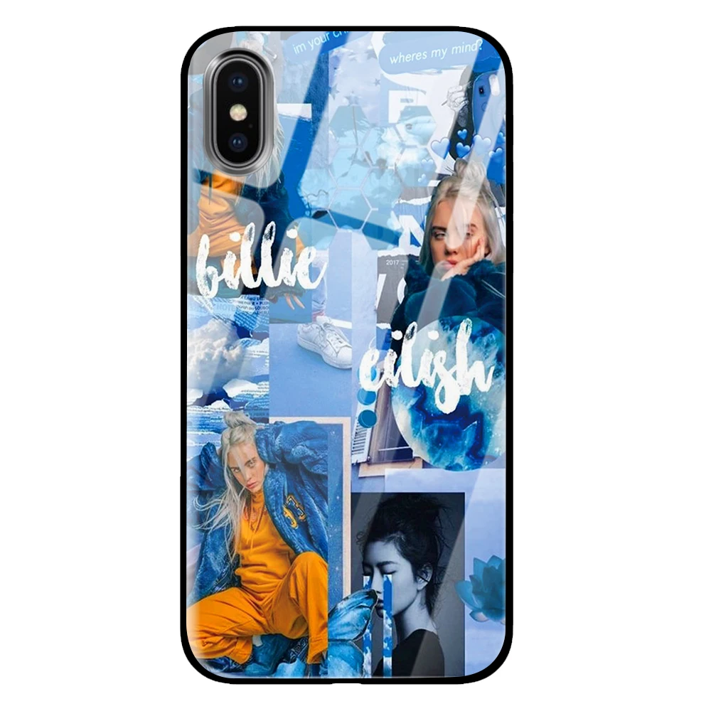 12 Billie Eilish роскошный чехол из закаленного стекла для iPhone 5 5S 6 6s 7 8 Plus X XS XR 11 Pro Max - Цвет: 12