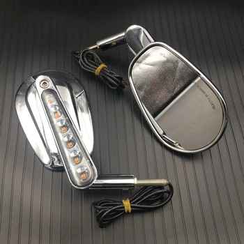 

1 Pair Chrome Motorcycle Mirror Muscle LED Turn Signals Light Moto Rear side View mirrors case for Harley V-ROD V ROD VRSCF