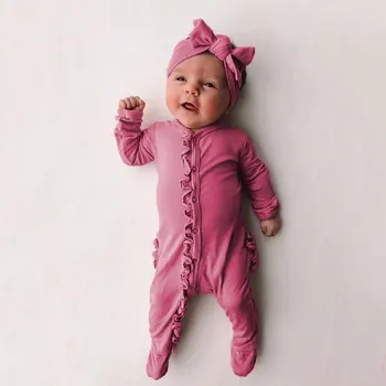 

2020 New Spring Solid Ruffle Little Brother Cute Romper Baby Girl Clothes Baby Boy Clothes Babygirl Onesie New Born Baby Clothes