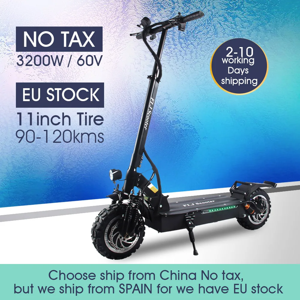 FLJ Upgrade T113 60V 3200W Electric Scooter with Turn Signal 11inch Off Road Wheel Strong power e bike scooter electrico | Спорт и