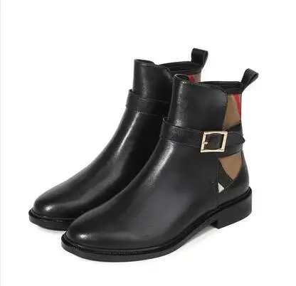 

2019 New Women's Boots Brand Design Luxurious Women's Boots Real Cowhide Comfortable Breathable Coarse and Low-heeled Women's Bo