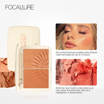 

FOCALLURE Face Highlighter Makeup Bronzer Palette Blusher Peach Make Up Matte Blush Powder Blush Palette Iluminador Maquillaje