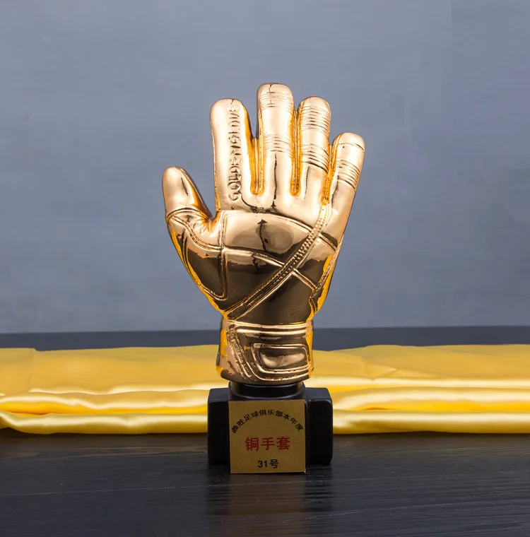 

Football match golden gloves trophy trophy plating goalkeeper award three color available