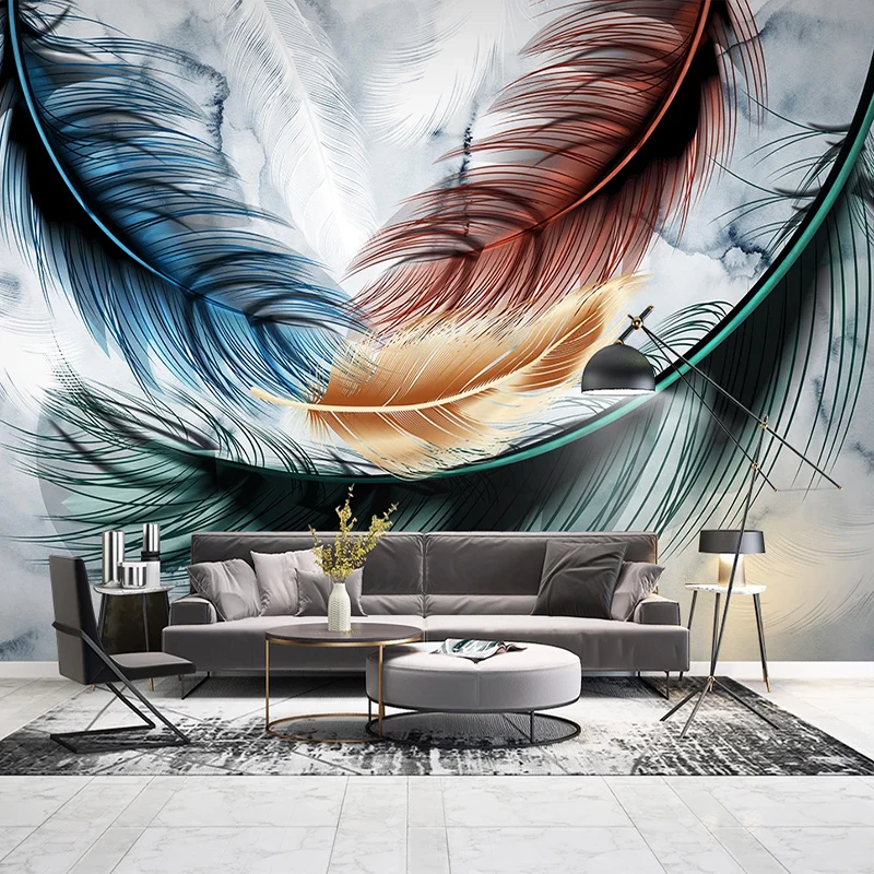 

Custom 3D Wallpaper Wall Art Colorful Feathers Nordic Mural Modern Dining Room Living Room Sofa TV Background Photo Wall Paper
