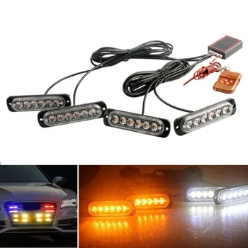 

4pcs Car 6 LED Strobe Light Flash Urgent Warning Lamp Kit Waterproof 12V 16W durable and practical to use