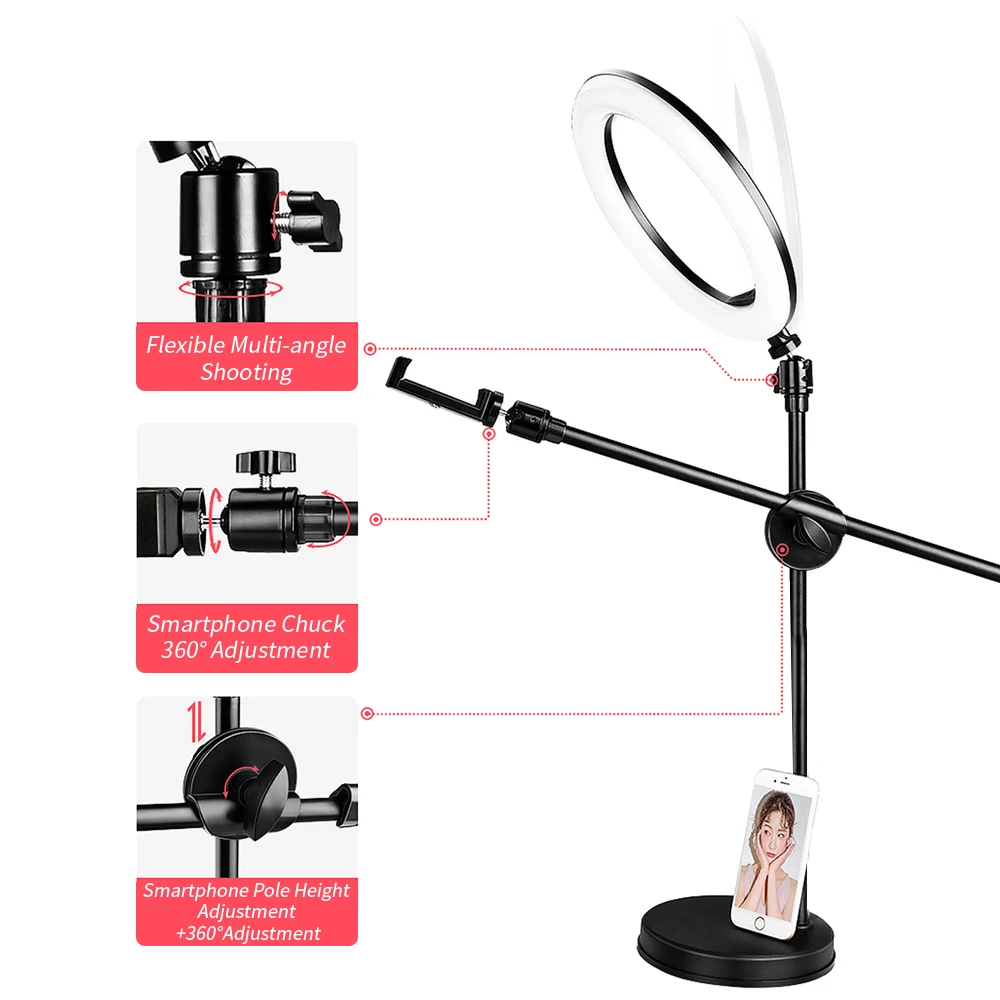 Anel de Luz Suporte para Celular Lâmpada em Formato de Anel para Fotografia e Estúdio Led com Tripé Fotográfico - Image 3