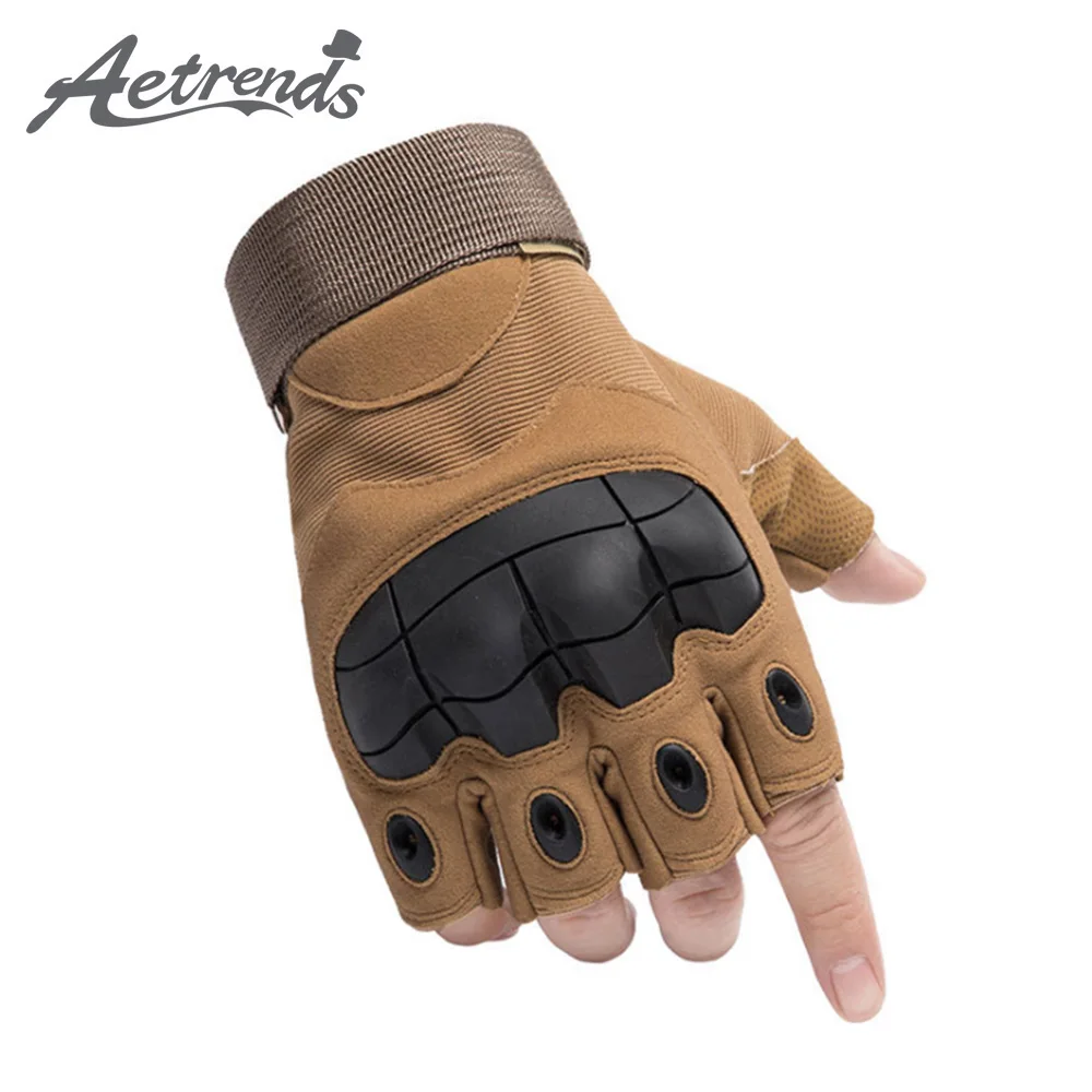 [AETRENDS] тактические перчатки Военные Резиновые жесткие перчатки с защитой суставов перчатки без пальцев подходят для велоспорта Пешие прогулки страйкбол Пейнтбол O-0018