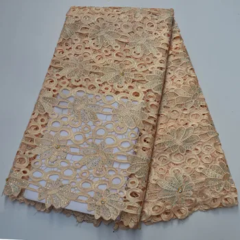

Wholesale High Quality African French Lace Fabrics 100% Cotton Embroidery Holes Design Latest Nigerian Swiss voile Guipure Lace