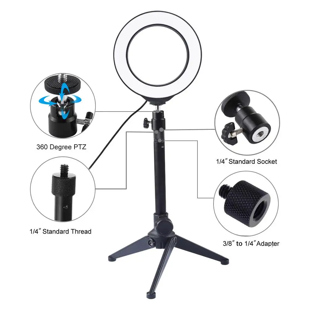 PULUZ 4,7/6,2 дюйма, 3 режима, затемняемый Светодиодный кольцевой светильник и светильник для селфи, подставка и штатив для холодного башмака, шаровая Головка Для YouTube, видеосъемка