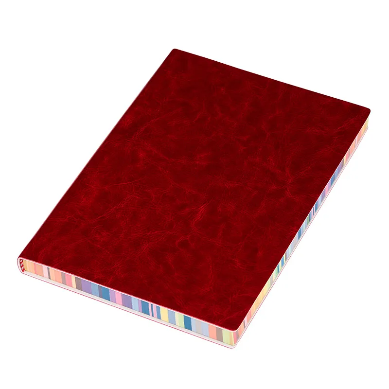 Блокнот-пуля в мягкой обложке А5, А6, кожаный дневник, ежедневник, записная книжка в твердом переплете, плотная бумага, Радужный край, книги, канцелярские принадлежности - Цвет: A5  wine red