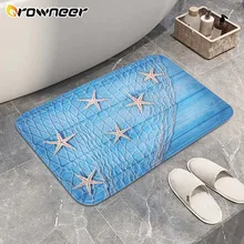 Bathroom Mat Flannel Printed Absorbent Non-slip Floor Rugs Bathtub Side Carpet Shower Room Entrance Doormat 2 Sizes Home Décor