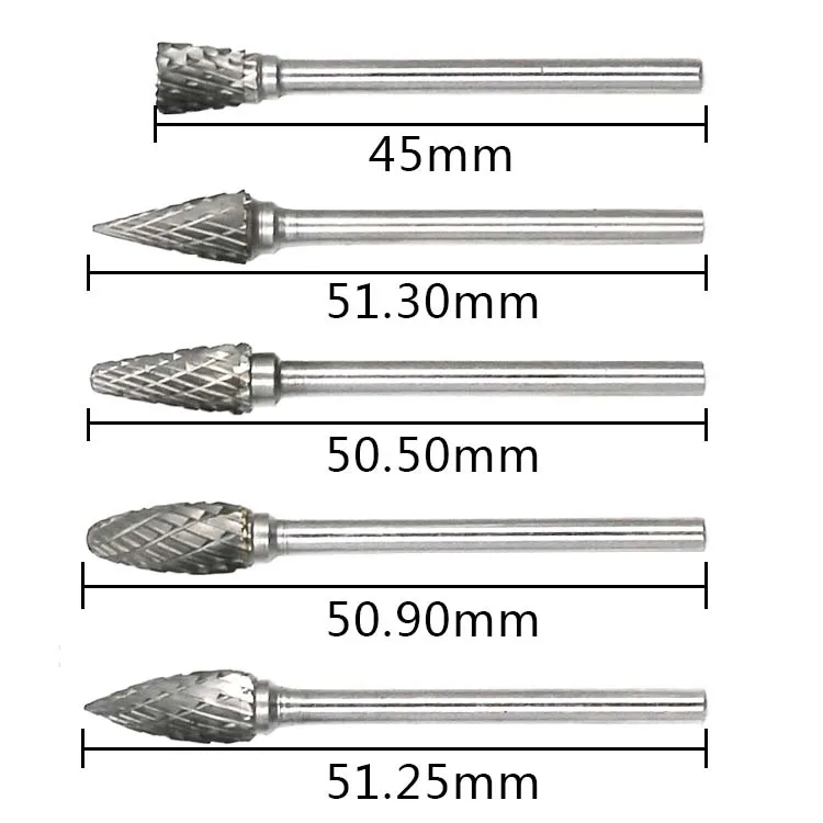 10pcs/set 3*6MM Double text Head Tungsten Carbide Rotary Tool Point Burr Die Grinder Abrasive Tools Drill Milling Engraving Bits