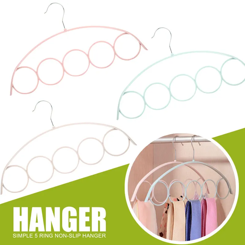 Plastic Belt Racks 3 Colors Scarf Clothes Pants Scarf Rack Convenient 5-Hole Home Tools 5-Hole Scarf Rack Hang Storage Device